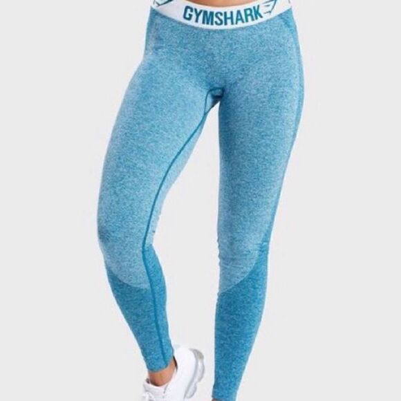 Gymshark Flex Seamless Leggings Workout Tights Heathered Blue Teal size S - Picture 7 of 15